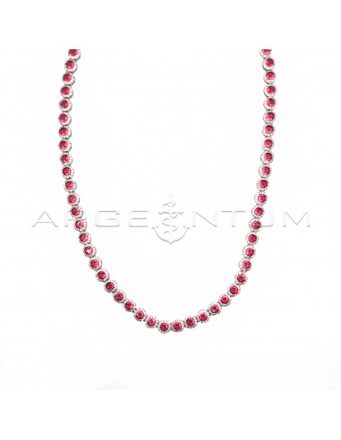Necklace with red round zircons in...