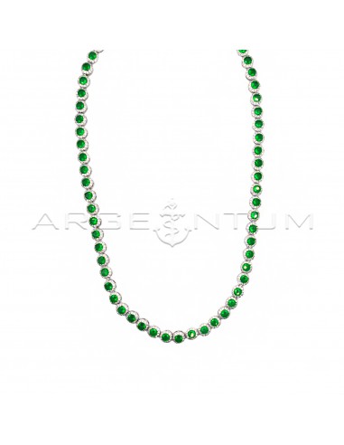Necklace with green round zircons in...