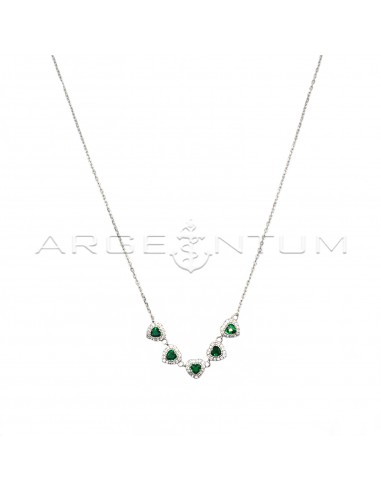 Forzatina link necklace with 5 green...