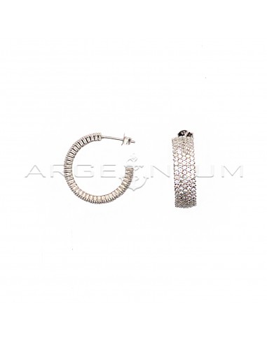 Pavé-shaped hoop earrings with white...