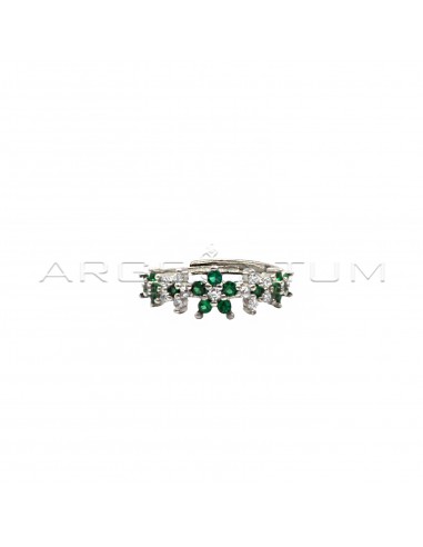 Adjustable ring with white and green...