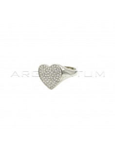 Pavé heart shield ring with...
