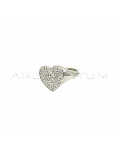 Pavé heart shield ring with white...