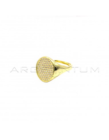 Yellow gold plated white zircon pavé...