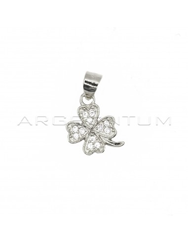 Pave four-leaf clover pendant with...