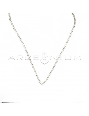 V-shaped tennis necklace with white...