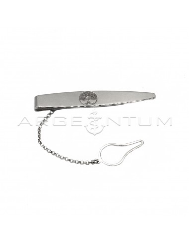 Engraved tree of life tie clip white...