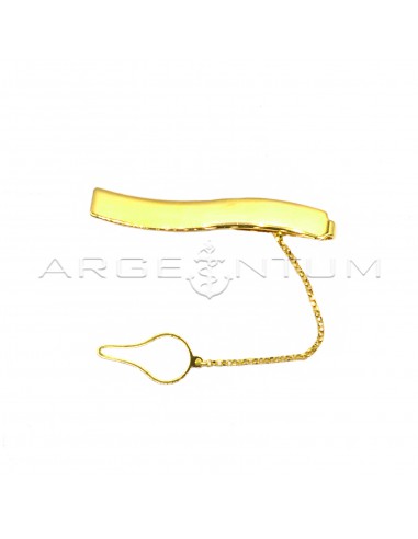 Yellow gold plated wave tie clip in...