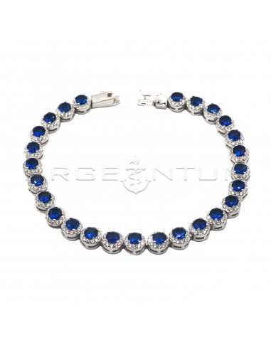 Bracelet with round blue zircons in a...