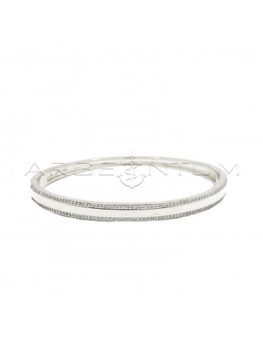 Rigid band bracelet with white zircon...