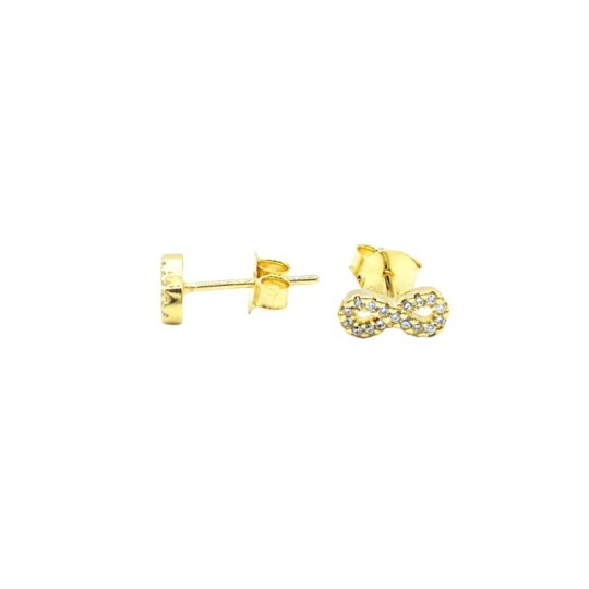 Orecchini a lobo infinito zirconato placcato oro giallo in argento 925