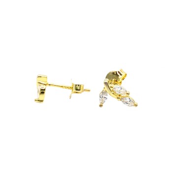 Yellow gold plated branch stud earrings in 925 silver