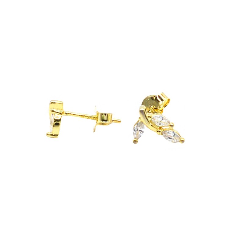 Yellow gold plated branch stud earrings in 925 silver