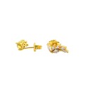 Wing lobe earrings with yellow gold plated spools in 925 silver