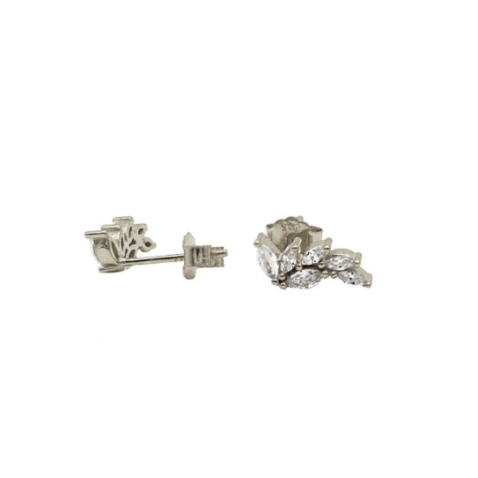 Wing lobe earrings with white gold plated 925 silver spools