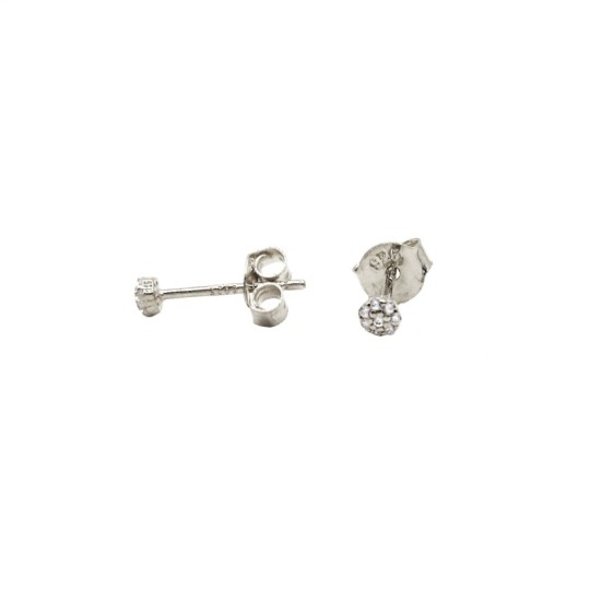 Magic flower lobe earrings in white zircon, white gold plated in 925 silver