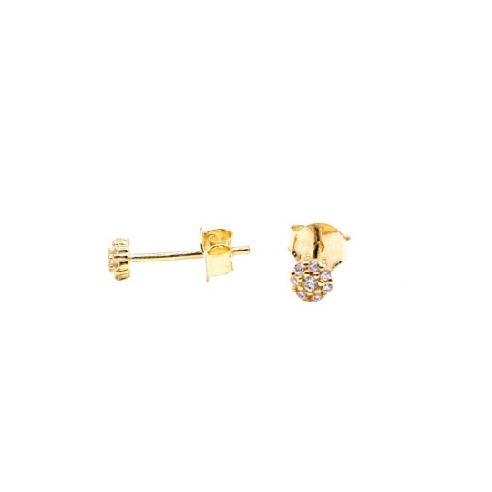 Magic flower lobe earrings in white zircon, yellow gold plated in 925 silver