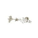 White gold plated gradation spool trail lobe earrings in 925 silver