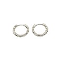 White gold plated torchon hoop earrings in 925 silver