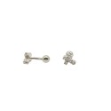 Orecchini piercing croce con zirconi bianchi placcato oro bianco in argento 925