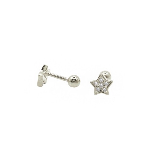 Orecchini piercing stella con zirconi bianchi placcato oro bianco in argento 925