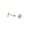 Star piercing earrings with white zircons white gold plated in 925 silver