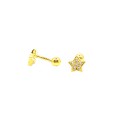 Star piercing earrings with white zircons yellow gold plated in 925 silver