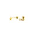 Orecchini piercing trilogy con zirconi bianchi placcato oro giallo in argento 925