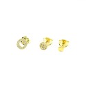 Yellow gold plated yellow gold plated tris round zircon set lobe earrings in 925 silver