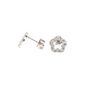 White gold plated white zircon heart shaped lobe earrings in 925 silver
