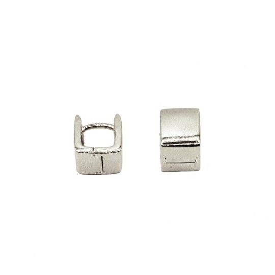 White gold plated square hoop earrings in 925 silver