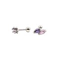 Orecchini piercing spole rosa e lilla placcato oro bianco in argento 925