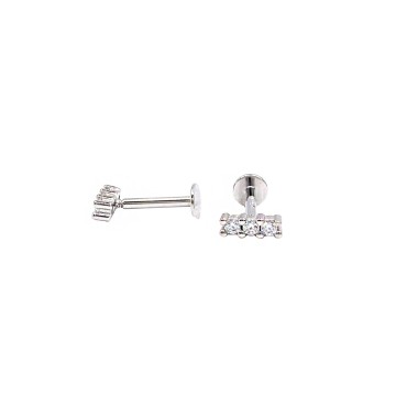 Orecchini piercing barretta zirconata placcata oro bianco in argento 925