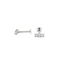White gold plated zircon bar piercing earrings in 925 silver