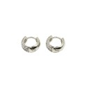 White gold plated white gold plated 925 silver semi zircon stud hoop earrings