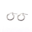 8 mm 2 barrel inner hoop earrings with snap closure white gold plated in 925 silver
