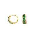 ø 13.5 mm rounded hoop earrings with 2 rows of white zircons with yellow gold plated snap closure in 925 silver