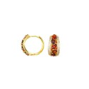 ø 13.5 mm rounded hoop earrings with 2 rows of white zircons with yellow gold plated snap closure in 925 silver