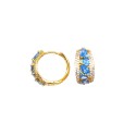 ø 13.5 mm rounded hoop earrings with 2 rows of white zircons with yellow gold plated snap closure in 925 silver