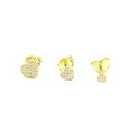 Orecchini a lobo set 3 cuori zirconati placcati oro giallo in argento 925