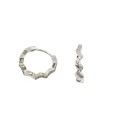 White zigzag zircon hoop earrings with white gold plated snap closure in 925 silver
