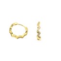 White zigzag zircon hoop earrings with snap closure yellow gold plated in 925 silver
