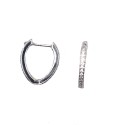 Oval hoop earrings with white cubic zirconia with snap closure white gold plated in 925 silver