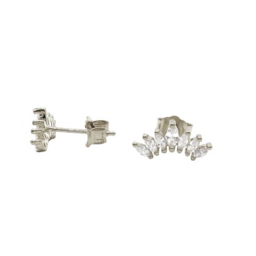White gold plated 925 silver crown of white shuttle earrings