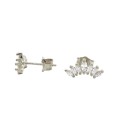 White gold plated 925 silver crown of white shuttle earrings
