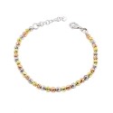Slash diamond ball bracelet plated in yellow and rose gold and white in 925 silver