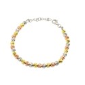 Slash diamond ball bracelet plated in yellow and rose gold and white in 925 silver