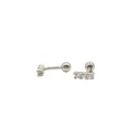 Trilogy piercing earrings with white zircons white gold plated in 925 silver