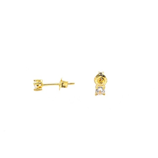 Orecchini punto luce con zircone bianco da 3 mm placcati oro giallo in argento 925