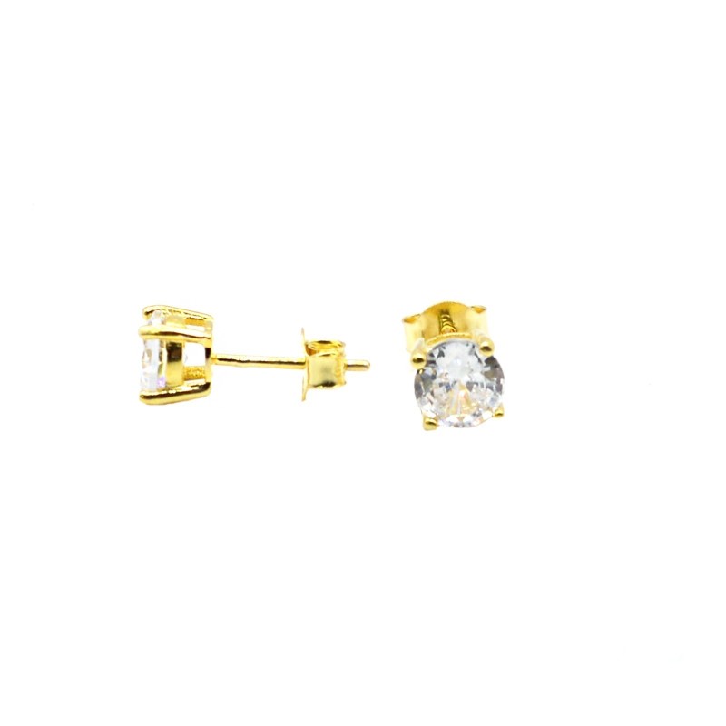 Orecchini punto luce con zircone bianco da 6 mm placcati oro bianco in argento 925